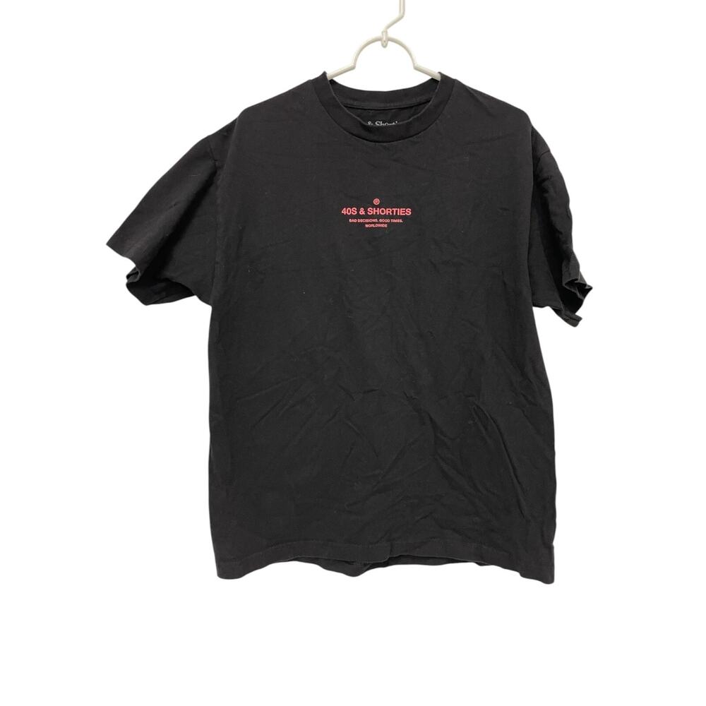40s and Shorties T-Shirt Mens Size Large Black Cotton Crew Neck Short Sleeve